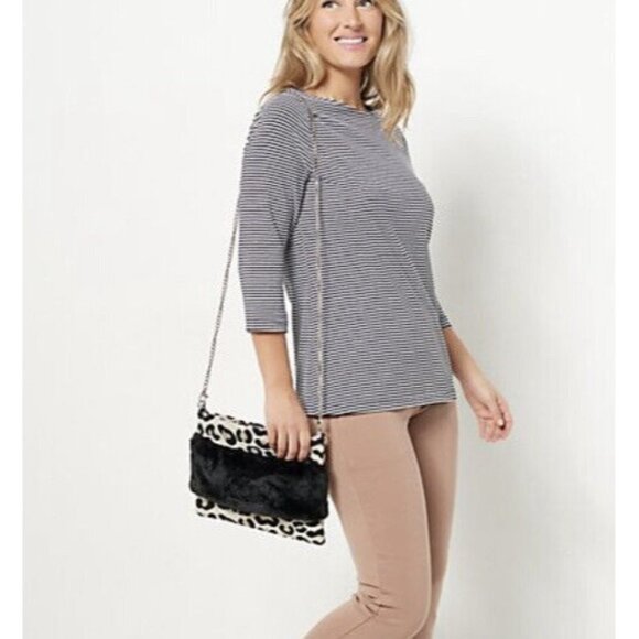 America and Beyond Faux Fur Convertible Clutch w/ Strap bag - Picture 5 of 10